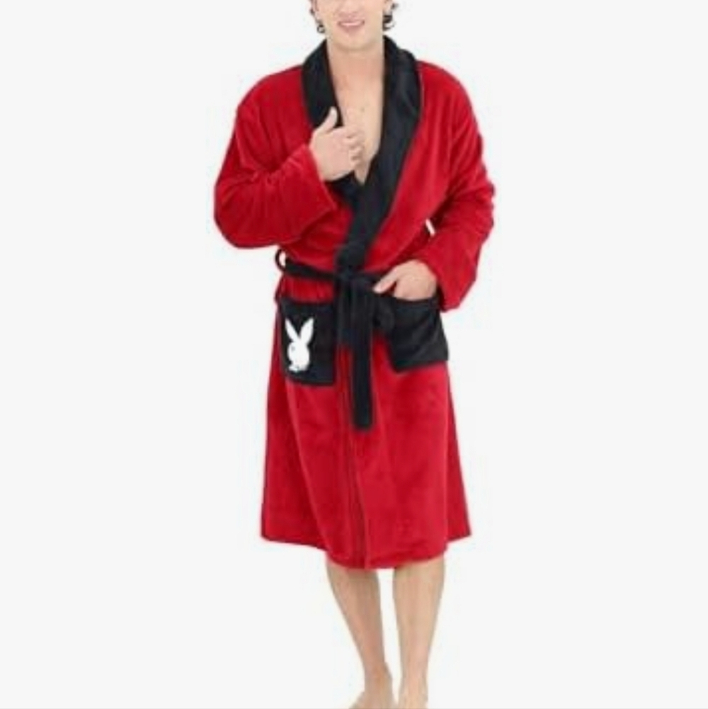 Playboy Hugh Hefner Robe for Men - Soft Plush Fleece With Bunny Logo